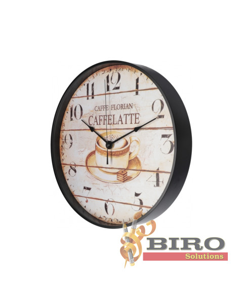 Ceas de perete din plastic Optima CAFFELATTE, alb